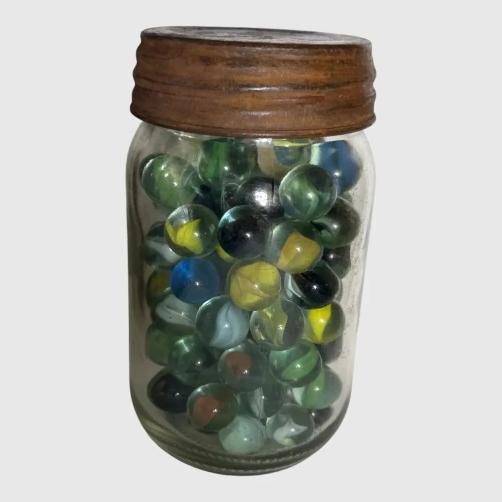 Mason Jar Pint Canning Mid Century Vintage Marbles #4
